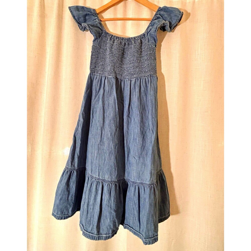 Gap Kids Blue Denim Smocked Prairie, Cottagecore, summer Sundress, XL (12)